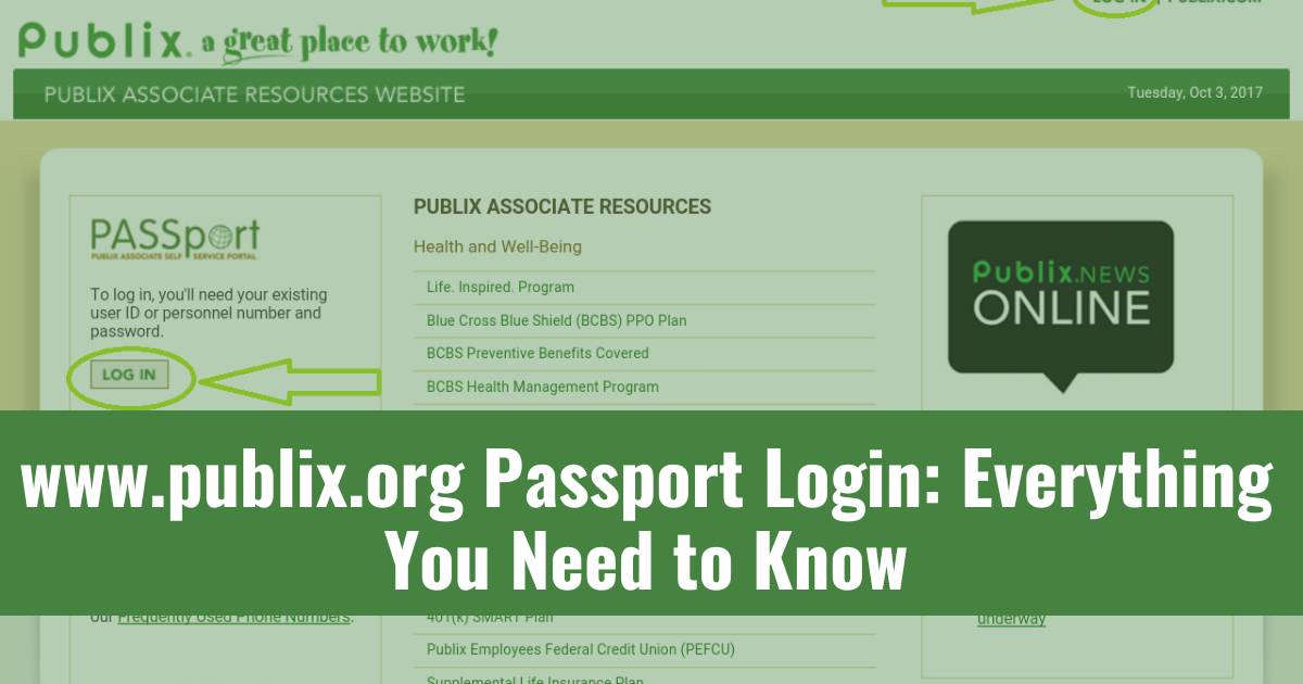 how to go www.publix.org Passport Login page