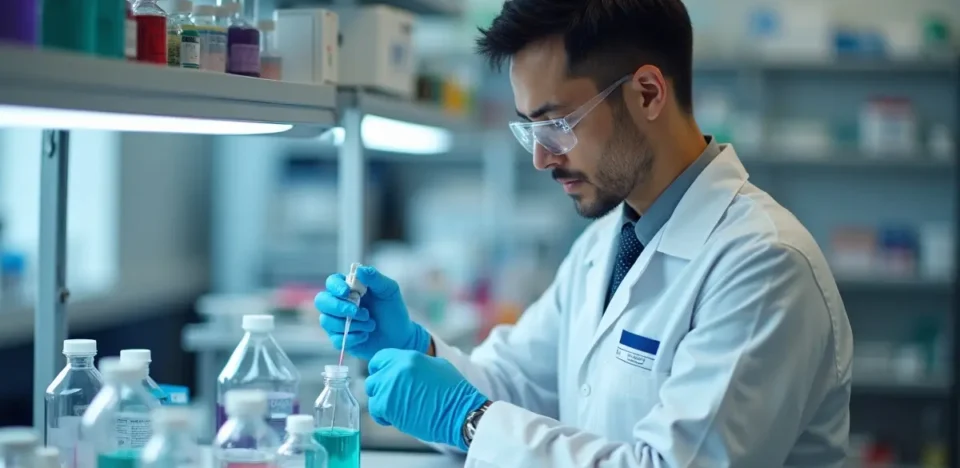 scientist preparing peptides carefully to avoid common laboratory errors
