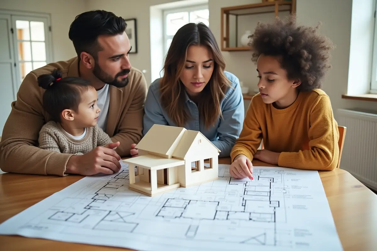 family considering advantages and disadvantages of buying new construction home