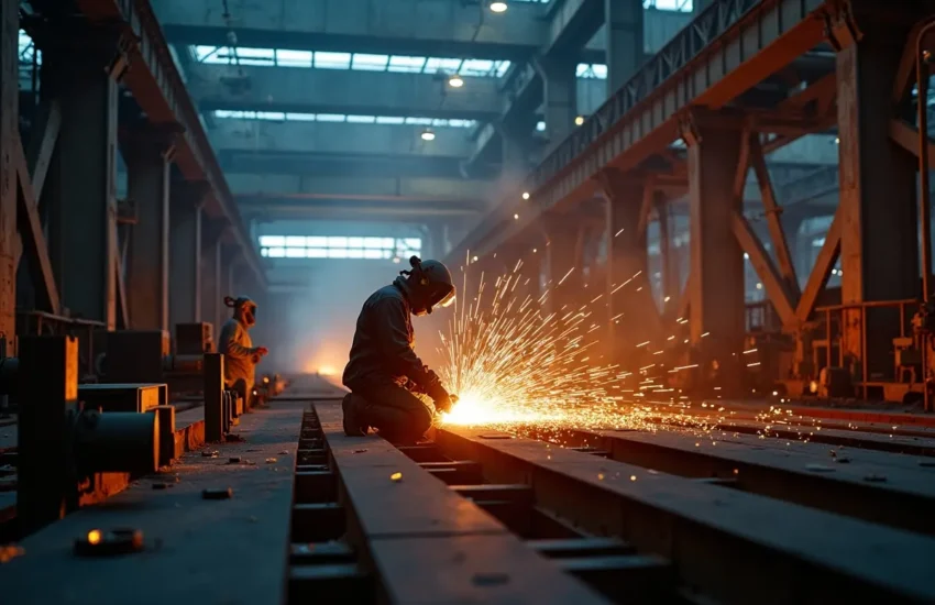 welder optimizing deposition rates for faster high volume steel fabrication