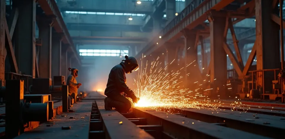 welder optimizing deposition rates for faster high volume steel fabrication